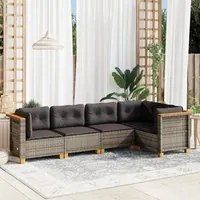 Set Divano da Giardino 5 pz con Cuscini Grigio in Polyrattan 3261810