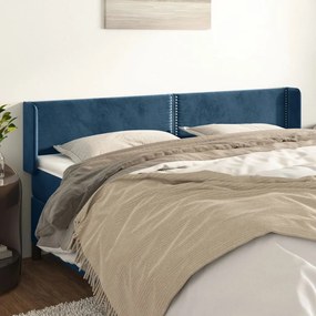 Testiera Ad Orecchio Blu Scuro 183x16x78/88 Cm İn Velluto /