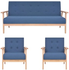 Set Di Divani 3 Pz İn Tessuto Blu /