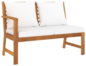 Set divani da giardino 6 pz con cuscini crema in legno acacia