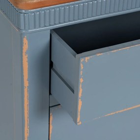 Cassettiera bassa blu in legno di abete 115x90 cm Shabby - Ixia