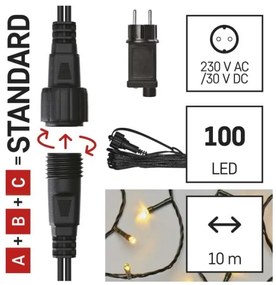 Catena LED da esterno natalizia 100xLED/15m IP44 bianco caldo