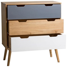 Cassettiera in legno di pino massiccio, larghezza 80 cm Cusco - Marckeric