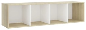 Mobile tv bianco e rovere sonoma 142,5x35x36,5 cm multistrato