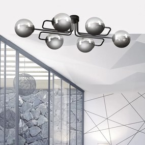 Lampadario da soffitto BRENDI 6 in acciaio e vetro 6xE14 Colore del corpo Grafite