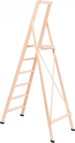 Scala Pieghevole in Legno 6 Gradini H130 cm Naturale...