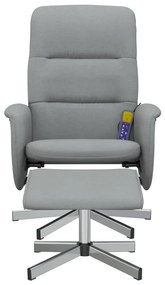 Poltrona reclinante massaggio poggiapiedi grigio chiaro tessuto