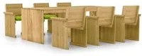 Set Pranzo da Giardino 7pz con Cuscini Legno di Pino Impregnato 3065740