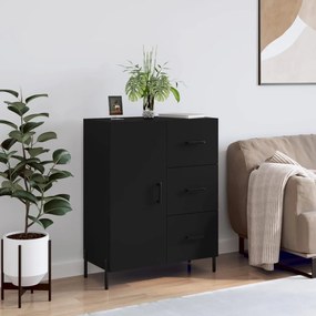 Credenza Nera 69,5x34x90 Cm İn Legno Multistrato /