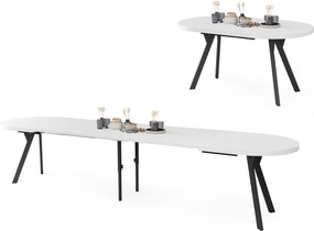 Tavolo ovale allungabile EXPANSO Bianco Opaco / gambe nere