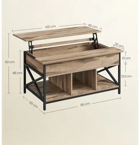 Tavolino da salotto con piano alzabile NYRO marrone/nero