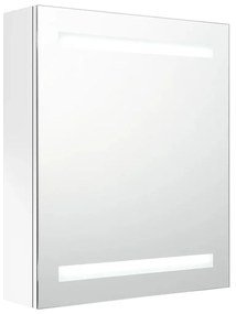 Armadietto bagno con specchio e led bianco lucido 50x14x60 cm