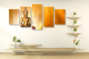 Quadri 5 pezzi – Statua di Buddha sul fiore di loto