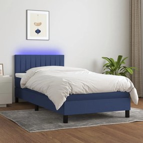 Letto A Molle Con Materasso E Led Blu 90x190 Cm İn Tessuto /