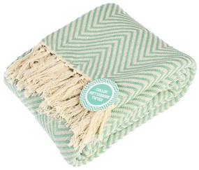 Coperta color menta in cotone 150x235 cm Herringbone – Rex London