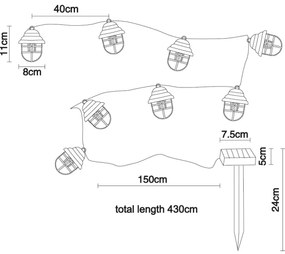 Globo 33059-8 - Luce decorativa solare a LED 8xLED/3,2V IP44