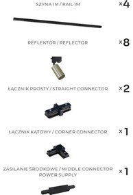 Zuma Line 3582 - Faretto per sistema a binario TUBE 8xGU10/35W/230V nero/oro