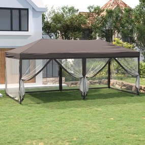 Tenda Per Feste Pieghevole Con Pareti Laterali Tortora 3x6 M /
