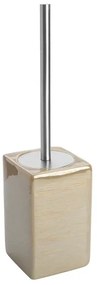 Portascopino WC Beige in Ceramica e Manico Acciaio Inox Cuba