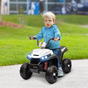Quad Elettrico per Bambini 12V con 2 Motori Sospensioni Fari LED MP3 Bianco...