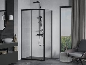 Mexen Apia cabina doccia scorrevole 100 x 90 cm, trasparente, nera - 840-100-090-70-00