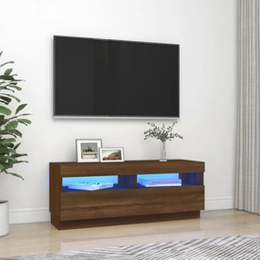 Mobile Porta TV con Luci LED Rovere Marrone 100x35x40 cm