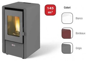 Stufa a pellet ad aria 6.15 kW King 60 bordeaux per ambienti fino a 55 mq
