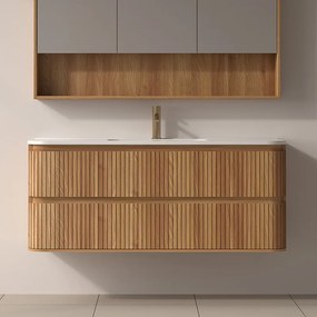 Mobile bagno cannettato 120 cm con lavabo in ceramica | KAM-NORTH-120C - KAMALU