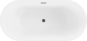 Mexen Luna vasca da bagno indipendente 140 x 75 cm, bianca, troppopieno nero - 52031407500-70