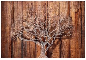 Carta da parati autoadesiva – Albero su sfondo di legno