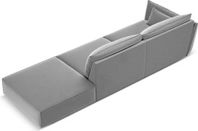 Divano grigio chiaro con penisola a sinistra con rivestimento in velluto 264 cm Vanda – Mazzini Sofas