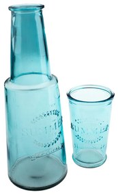 Decanter in vetro blu con bicchiere, 800 ml - Dakls