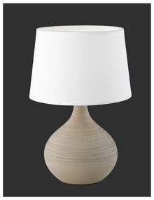 Lampada da tavolo bianco-marrone in ceramica e tessuto, altezza 29 cm Martin - Trio