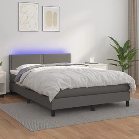 Giroletto molle con materasso e led grigio 140x200cm similpelle