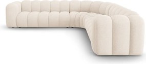 Divano angolare componibile color crema con rivestimento in ciniglia Lupine – Micadoni
