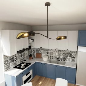 Lampadario a sospensione con supporto rigido LOTUS 2xE14/10W/230V nero/oro