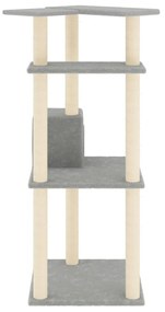 Albero per gatti con tiragraffi in sisal grigio chiaro 123 cm