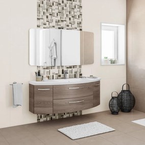 Mobile sottolavabo e lavabo Cassca rovere terra L 139 x H 48 x P 47 cm 1 vasca, 2 ante 2 cassetti