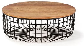 Tavolino da salotto rotondo di colore naturale con piano in acacia ø 102 cm Suvan – MOME