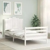 Giroletto con Testiera Bianco 100x200 cm in Legno Massello 3194172