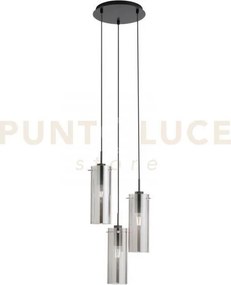 Lampadario a sospensione magic nera e fume' 3 luci attacco e27 27,3...