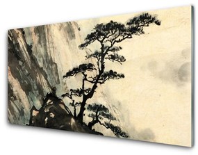 Quadro in vetro Arte dell'albero dipinto 100x50 cm