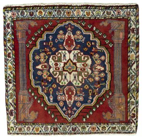 Shiraz Tappeto 70 x 60 Rosso (Iran) Annodato A Mano