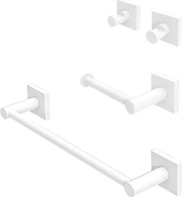 Set accessori bagno 3 pezzi con porta asciugamani 30 cm acciaio inox bianco Sidera