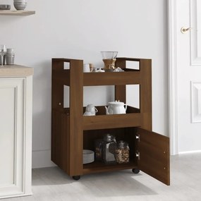Carrello da cucina rovere marrone 60x45x80 cm legno multistrato