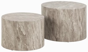 Tavolini rotondi grigi in pietra in set di 2 pezzi ø 58 cm Dice - Actona