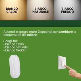 Plafoniera LED da Esterno 15W, IP65, Ovale, CCT - Bianco Variabile Colore Bianco Variabile CCT