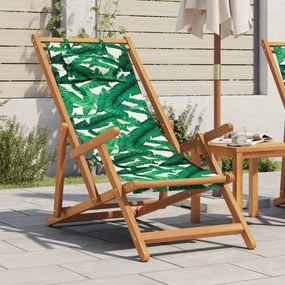 Sedia Da Spiaggia Pieghevole Foglie Legno Eucalipto E Tessuto /