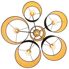 Plafoniera nera con interno dorato 6 luci - Multidrum