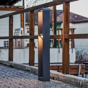 Lindby lampione a LED Darko, 100 cm, grigio, metallo, IP54